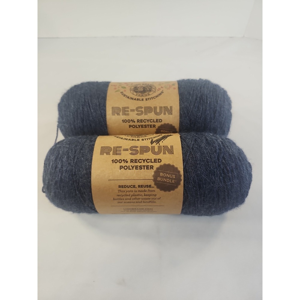 Yarn Lot 2 Skeins Lion Brand Re-Spun Deep‎ Denim Blue